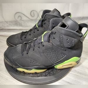 Air Jordan 6 Mens Retro Electric Black, Green Sneaker SIZE 9